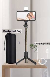 PULTO New Bluetooth Extendable Selfie Stick Tripod With Fill Light +Dustproof Bag PLTL03 Wireless Bluetooth Detachable Remote, 360°Rotation, Selfie Stick And Stand R1S With Flash Light And Remote Control Selfie Stick Extendable Stick Mini Tripod With Detachable Remote For Smart Selfie Phone Holder Camera Flash Brackets Best Use For Make Videos Compatible With Mobiles Video Stand In Gimbal Stabilizer, |In Mobile Holder For Hand| Stand For Online Classes Selfie Sticks & Monopods Tripod, Monopod, Monopod Kit, Tripod Ball Head, Tripod Bracket, Tripod Clamp, Tripod Kit