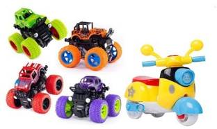 K A Enterprises 4 Pc Mini Monster Truck car + 1 Pc Mini Scooter Toys for Kids Unbreakable Latest Toys for Kids Friction Powered car Toys,360 Degree Stunt 4wd Cars Push go Truck for Toddlers Kids Girls & Boys Gift (Combo Set 4 PC Monster Truck+ 1PC Mini Scooter) 5 pc Set