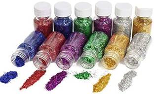 imtion ( Pack of 12 Glitter Bottle) Packet Sparkling Glitter Powder for Art and Craft Work Multi-Color Dry Glitter for Craft Work, Glitter Powder Dust for Kids Activity