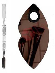 J Professional Stainless Steel Makeup Mixing Blending Palette With Spatula Lip Shape Spatula Rose Golden