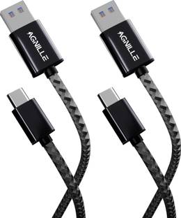 Agnille USB Type C Cable 2 A 3 m USB Type-C Double Braided 3.1A Fast Charging & Data Transfer Cable for all C-Port Android Devices