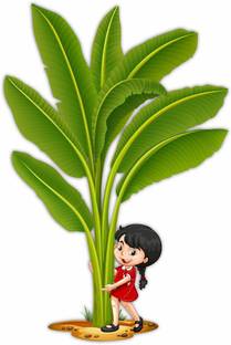 KREEPO 70 cm Happy Girl Under Banana Treee Wall Sticker-KR9 Self Adhesive Sticker