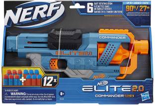 Nerf Elite 2.0 Commander Rd-6 Blaster, 12 Darts, 6-Dart Rotating Drum Guns & Darts