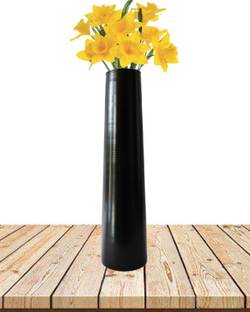 AGAMI Conical Cylinder Shape Black Colour Glass Vase for Home Decor, Center Table, Bedroom, Side Corners, Living Room Decoration, Glass Pot for Flowers and Plant Glass Vase