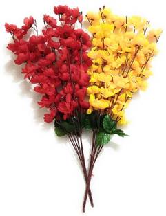 well art gallery Artificial Blossomcombo for Flower Vase Home Flower Bunch, indoor outdoor Decor Pink, Yellow Peach Blossom Artificial Flower