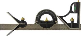 DUMDAAR 300MM Stainless Steel Multi-function Combination Ruler Precision Try Square Angle Finder Protractor Measuring Tool Set with 12” inch Blade| Adjustable Engineers Right Angle Ruler. Combination Square Combination Square