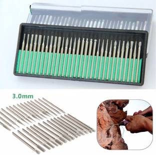A&S TOOLSHOP 30X Diamond Burr Bits Drill for Engraving Carving DIY Tools for Dremel Rotary Tool (Pack Of 30 Pcs) Rotary Bit Set