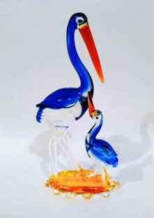 AkGlass Bagula Showpiece Glass Bird Showpiece For Home And Table Decor Glass Bird Statue Decorative Showpiece  -  17 cm