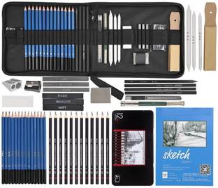 Corslet 47 Pieces Drawring Set Pencil Kit Professional Graphite Charcoal Sketch Kit Drawing Pencils and Sketching Kit for Artist Painting Shading Sketch Book with Zipper Carry Bag Drawing Kit for Artists