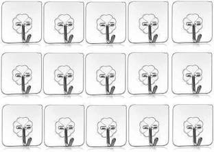 JASODANANDAN 15 Pcs Self Adhesive Wall Hooks, Heavy Duty Sticky Hooks For Hanging, Waterproof Transparent Adhesive Hooks For Wall, Wall Hangers For Hanging Kitchen Bathroom Bedroom Accessories Hook/Strong Adhesive Hook Wall Door Sticky Hanger Holder For Kitchen Bathroom Hook Hook 15