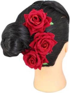 Trendy Club Hair Clip Rose Flower Red 3pcs Hair Clip