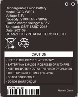 Airtel Mobile Battery For  COCONUT WRO1 4G 2100 Mah 4G hot spot Battery