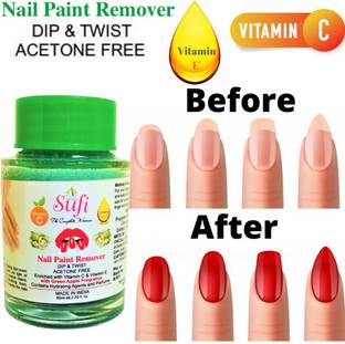 SUFI THE COMPLETE WOMAN No parabens. No sulphates. Dip & Twist Instant Nail Paint Remover with GREEN APPLE: - Acetone Free, Enriched with Vitamin C or Vitamin E.