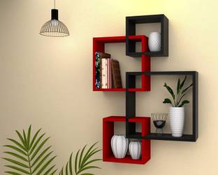 Umar Enterprises Wall shelf for living room shelves Intersecting shape shelves wall hanging , mounted , floating wall decorative Antique shelves MDF set of 4 Bedroom shelves home & Balcony wall shelves MDF (Medium Density Fiber) Wall Shelf