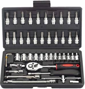 KHANSAHEB 46 In 1 Pcs Tool Kit & Screwdriver and Socket Set,Hand Tool Kit Socket Set