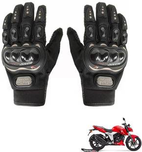 AuTO ADDiCT Bike / Motorcycle Riding Gloves (Black,XL) For TVS Apache RTR 160 4V Riding Gloves