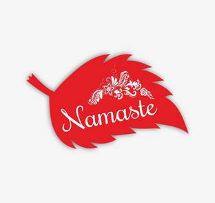 KREEPO Beautiful Namaste Flower Red Leaf Cutting Design MDF Wall Decor