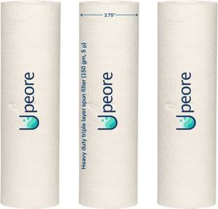 Peore PP Spun Filter Cartridge/Candle for RO Pre Filter + Heavy Duty Triple Density Layers + Food Safe + Compatible with Most 10 Inch Pre-Filter Housing of Water Purifiers (150, Set of 3) Solid Filter Cartridge