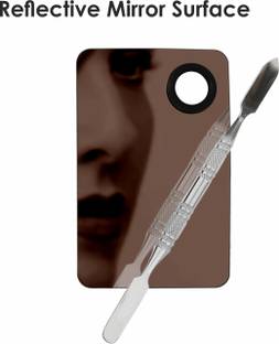 J Professional Stainless Steel Makeup Mixing Blending Palette With Spatula Square Shape Spatula Rose Golden Palette