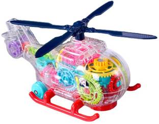 TOYOMAA Transparent Gear Helicopter Toy for Kids|Boys|Girls| Lights, Music (Multicolor)