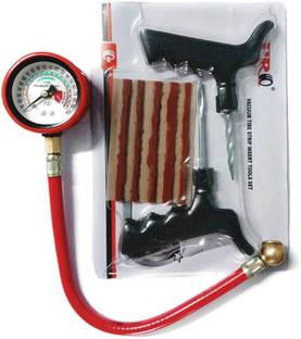 SEAHORSE POLYMERS Air Pressure Gauge(200 PSI) With Air Pressure Gauge(200 PSI) With Heavy Duty Tubeless Tyre Puncture Repair Kit
