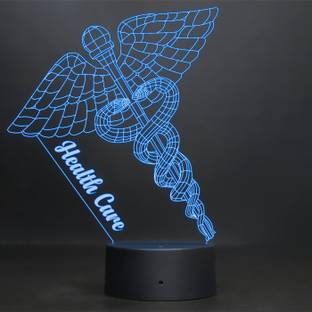 StarLaser 3D Caduceus Illusion Night Light Doctor Symbol Acrylic lamp with 7 Color Changing Light & Smart Touch Button Desk Table lamp Table Lamp