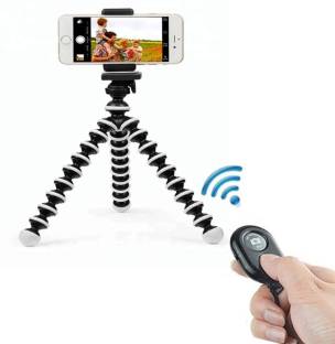MANTICORE High Quality Tripod/Mini Tripod [10 inch+ 3 inch clip] fully flexible rotatable mobile stand/holder with Remote & clip holder for all Mobile Phone DSLR & Action Cameras/projector Use For Youtube Video Shoot,Reel,Makupshoot More Useful Tripod