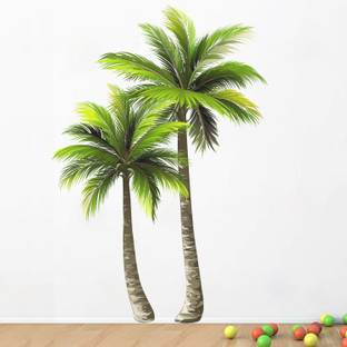WALLPIK Pair Coconut Trees - Green - Nature - Decorative - Wall Sticker