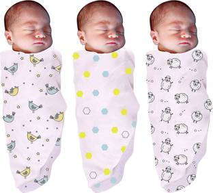 TINY LOOKS Printed Single Swaddling Baby Blanket for  AC Room