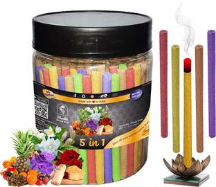 Shankh 5 in 1 (Multiple Fragrances) Dhoop Stick (Incense Stick) Pack of 200 gram Fragrances Mogra, Rose, Lavender, Pineapple, Panchvati