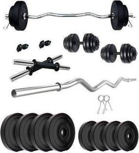 lifecare products 10 kg 10 kg home gym set ( 2.5 kg 4 pvc plate + 3 fit curl bar ) best home set Home Gym Combo