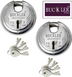 BUCKLER Iron-Steel 75MM, 7 Levers with 4 Keys,Go-Down,Main Gate,Main Door,Shutter Lock-2 Lock