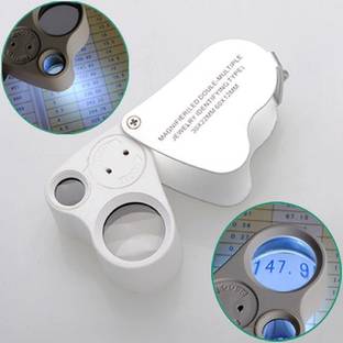 uptodatetools 30X 60X Double-Multiple Glass Jeweler Jeweler's Jewelry Magnifier Magnifying Double Loupe Loop with LED Light 30X 60X Glass Jeweler Jeweler's Jewelry Magnifier Magnifying