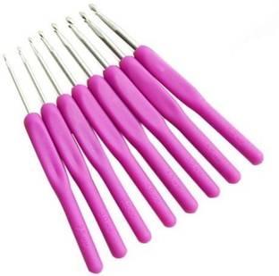 SYGA Set 8 Size Soft Plastic Handle Aluminum Crochet Hook Knit Needle Crochet Hook Needles Sizes From 2.5Mm To 6Mm Hand Sewing Needle