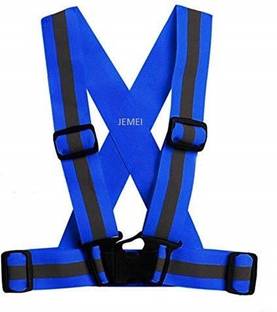 JEMEI High Visibility High Quality BLUE COLORReflective Vest for Outdoor Sports ,Night Cycling Reflector Strips Cross Belt Safety Jacket