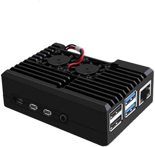 IDUINO Raspberry Pi 4 Armor Case with Dual Fan,Raspberry Pi 4 Passive Aluminum Alloy Case with Cooling Fan for Raspberry Pi 4 Model B (2510 Fan) Electronic Components Electronic Hobby Kit