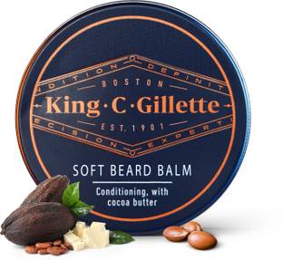 King C. Gillette Men's Soft Beard Balm, Deep Conditioning with Cocoa Butter, Argan Oil Beard Cream