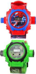 PuthaK Combo Spidy And Ben10 Projection-24 Image Projector Watch Learning Toy Pack Of - 2
