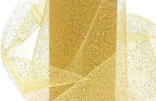 Tiptop Decoration Premium Net Fabric Mesh Glitter Cloth (5 Meters) (Width:-25 Inch) (Rich golden