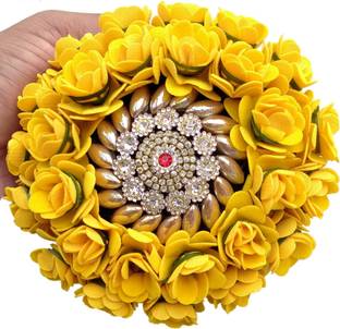 MX WOMEN HAIR STYLE New Artificial Beautiful Flower Juda Bun  Flower Gajra For Festives And Wedding Parties Use For Women And Girl Hair Extension