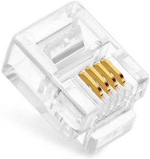 Tech-X 50pcs Telephone Plug 4 Pin RJ11 6P4C Modular Plug Telephone Phone Connector Crystal Head Plug Network Connector (6/4, Telephone Cord Connector Adapter Crimp) Four-core Cable RJ 11 Plug Wired Ethernet Lan Adapter compatible with Windows