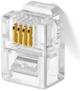 Tech-X 10pcs Telephone Plug 4 Pin RJ11 6P4C Modular Plug Telephone Phone Connector Crystal Head Plug Network Connector (6/4, Telephone Cord Connector Adapter Crimp) Four-core Cable RJ 11 Plug Wired Ethernet Lan Adapter compatible with Windows