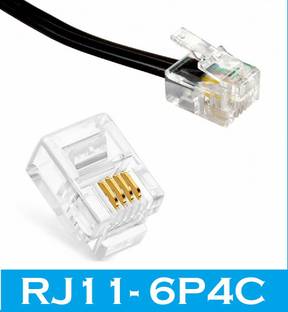 Tech-X 75pcs Telephone Plug 4 Pin RJ11 6P4C Modular Plug Telephone Phone Connector Crystal Head Plug Network Connector (6/4, Telephone Cord Connector Adapter Crimp) Four-core Cable RJ 11 Plug Lan Adapter