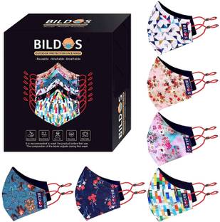 BILDOS 3 Layer Cotton Cloth mask 6 Pcs Designer Printed Crystal Floral Reusable Mask Reusable, Washable Cloth Mask With Melt Blown Fabric Layer