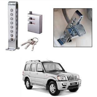 SRPHERE Stainless Steel Pedal Lock Rod or for Brake Clutch Throttle Adjustable Anti Theft Security Lock System for Scorpio Gear Lock