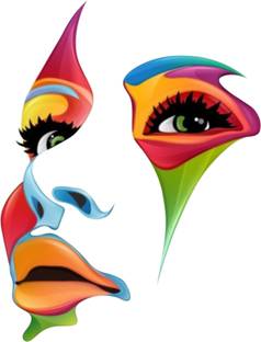 Decoration Designs 76 cm Beautiful decorative wall abstract digital art face multicolor decorative wall sticker for wall decoration for home décor (pvc vinyl covering area 76 cm X 58cm) Self Adhesive Sticker