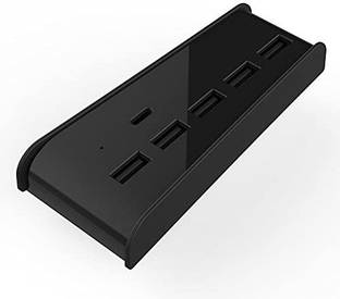 Etzin PS5 USB Hub Adapter 6 Ports USB 3.0 USB A Type-C 3.1 Expander Splitter Super Transmission Speed for Playstation 5 Console USB Adapter