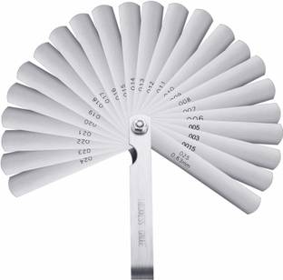 uptodatetools Stainless Steel Feeler Gauge Dual Marked Metric and Imperial Gap Measuring Tool (0.0015/0.04-0.025/0.63 mm, 26 Blades) Marking Gauge