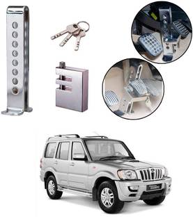 Znee Smart ZSC151 Stainless Steel Pedal Lock Rod or for Brake Clutch Throttle Adjustable Anti Theft Security Lock System for Scorpio Gear Lock