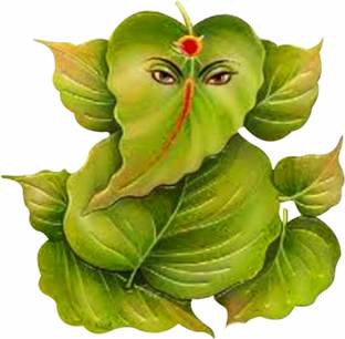 wildartcreation 68 cm Beautiful decorative ganesh with leaves multicolor decorative Self Adhesive Sticker